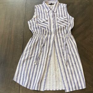 Sleeveless Striped Shirt Dress